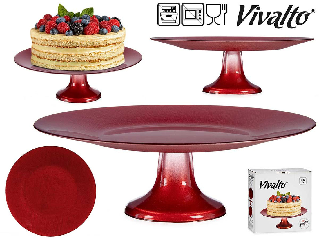 Red Cake Plate With Foot 33 cm