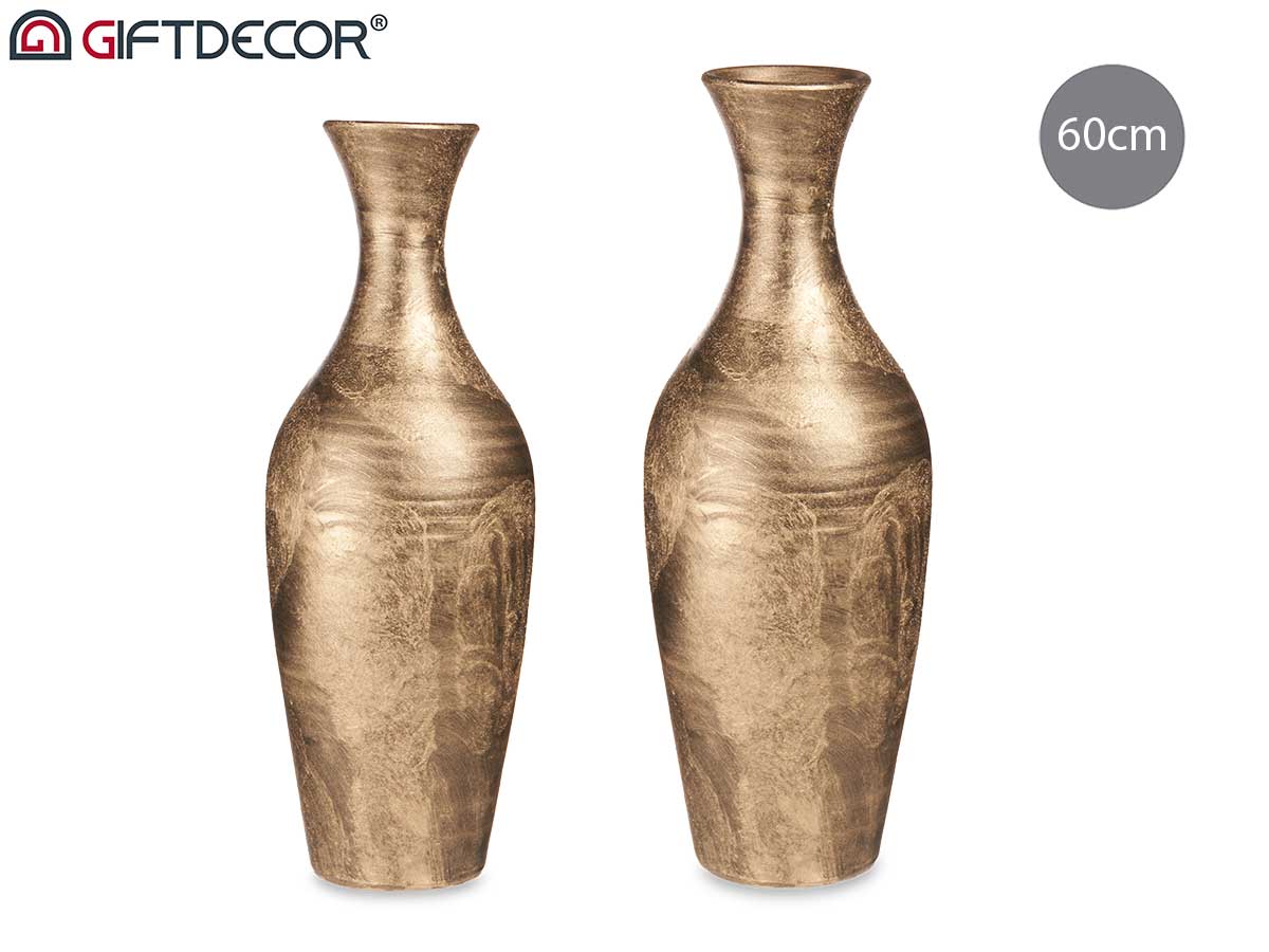 Gold Ceramic Rustic Shaped Vase 60 cm