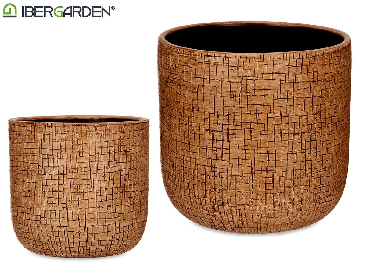 Conjunto 2 Vaso de Cerâmica Marrom 20+25Cm