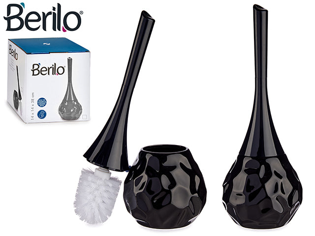 Black Ceramic Toilet Brush Modern Shape With Holder