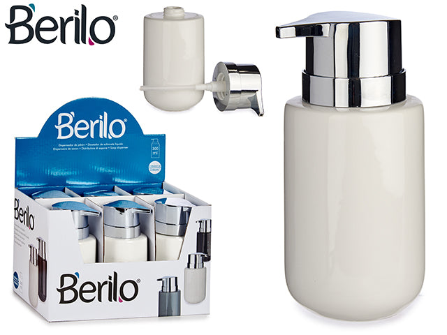 Dispensador Jabon Cerámico Ancho Blanco 350 ml