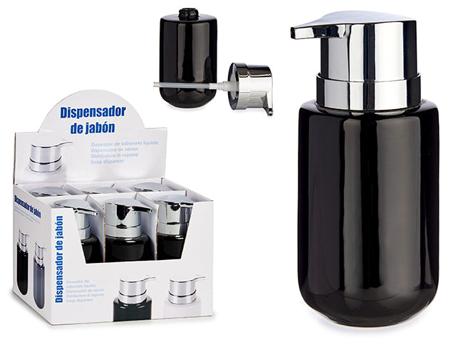 Dispensador Jabon Cerámico Ancho Negro 350 ml