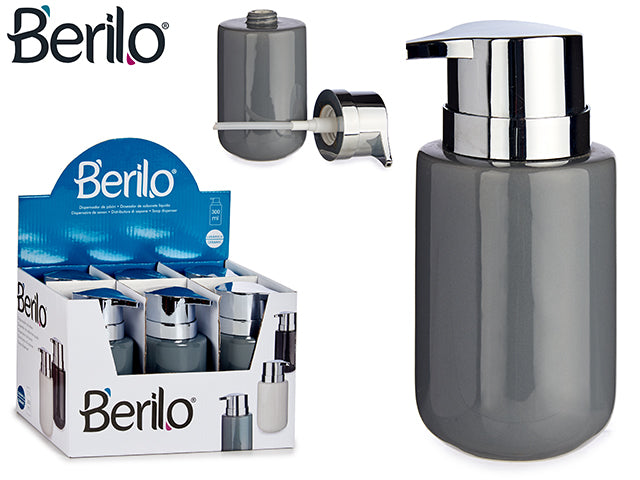 Dispensador Jabon Cerámico Ancho Gris 350 ml