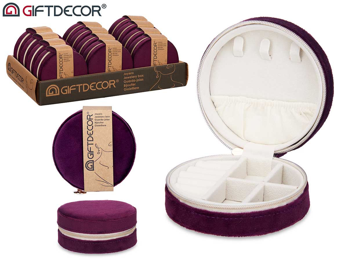 Burgundy Round Jewerly Storage Box