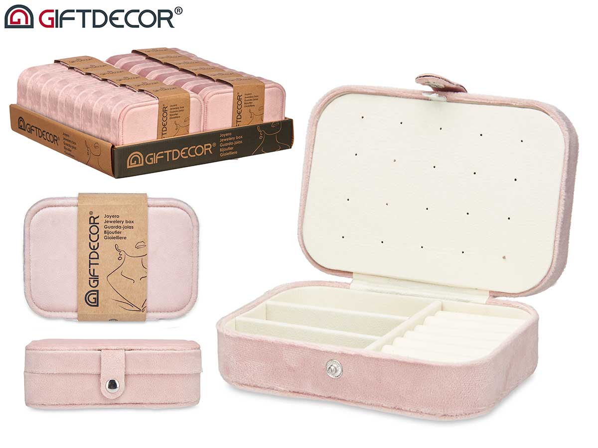 Caja de almacenamiento de joyería rectangular rosa