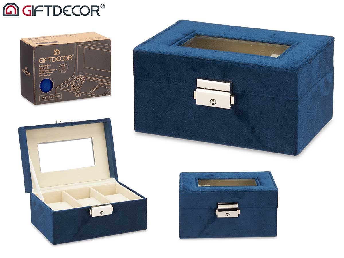 Watch Box 3 Slots And Lock Petrol Blue