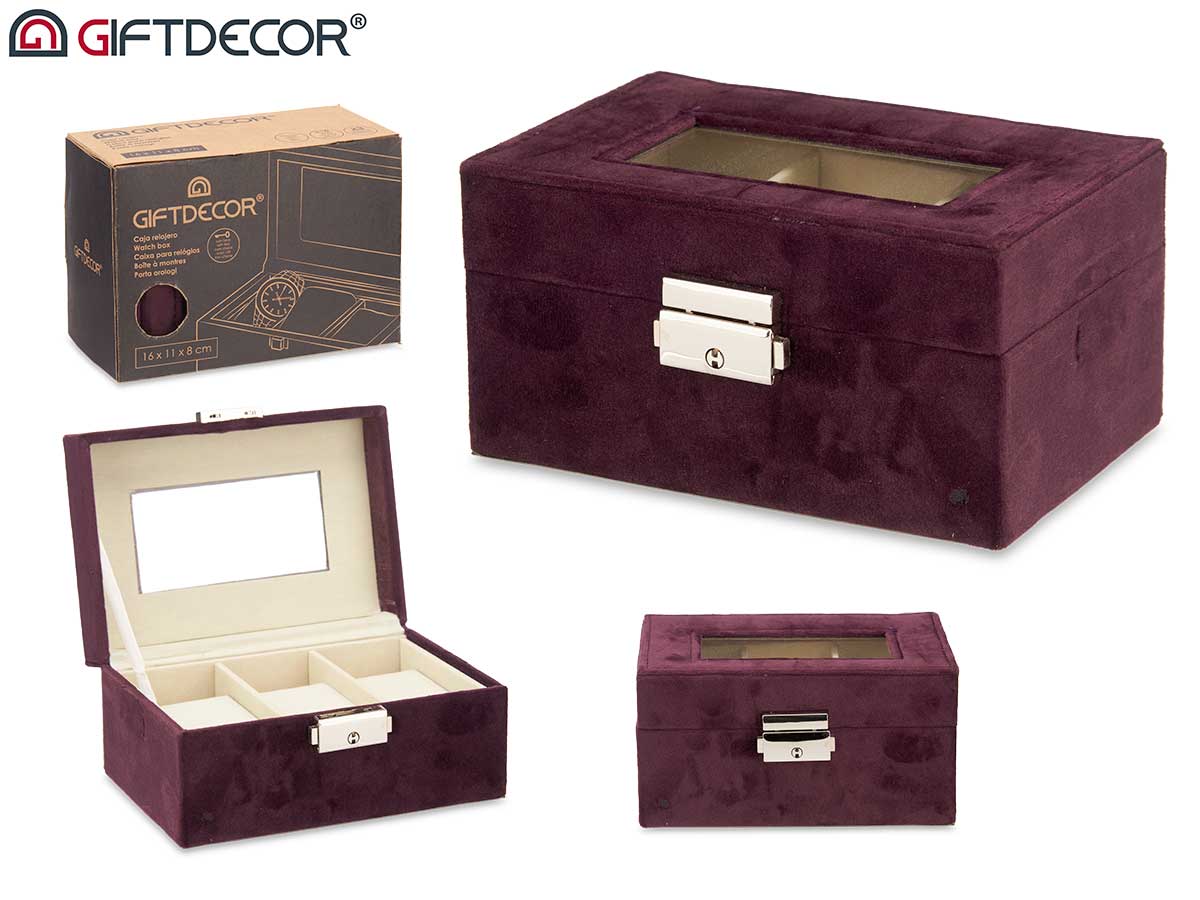 Watch Box 3 Slots And Lock Burgundy