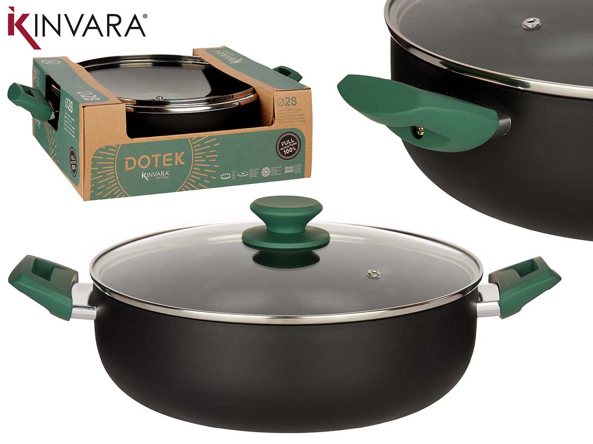 28Cm Green Pressed Aluminium Pan With Lid