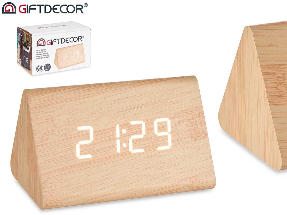 Reloj digital efecto madera