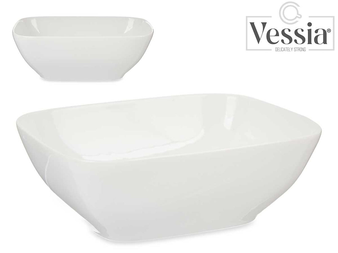 Plato de Servicio Rectangular de Porcelana Blanca 15Cm