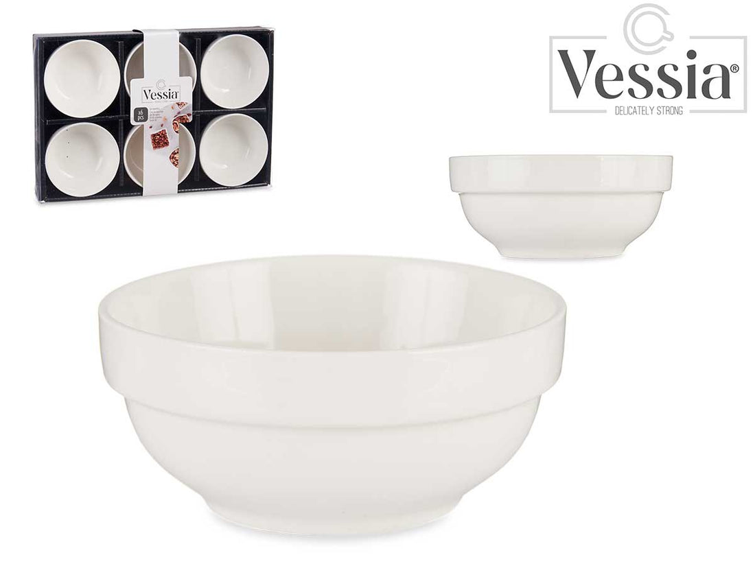 Set 6 Bol Aperitivo Porcelana Blanca 9Cm