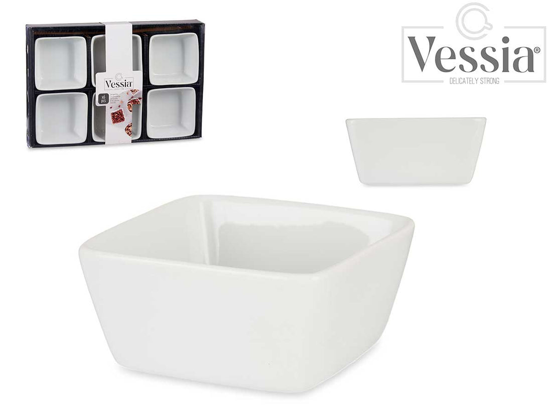 Set 6 8Cm Square White Porcelain Aperitif Bowl