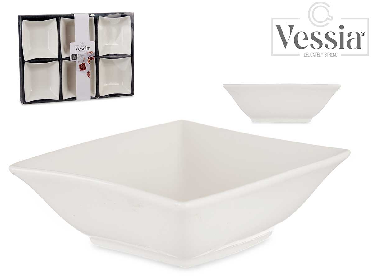 Conjunto de 6 tigelas de aperitivo de porcelana branca de 12 cm