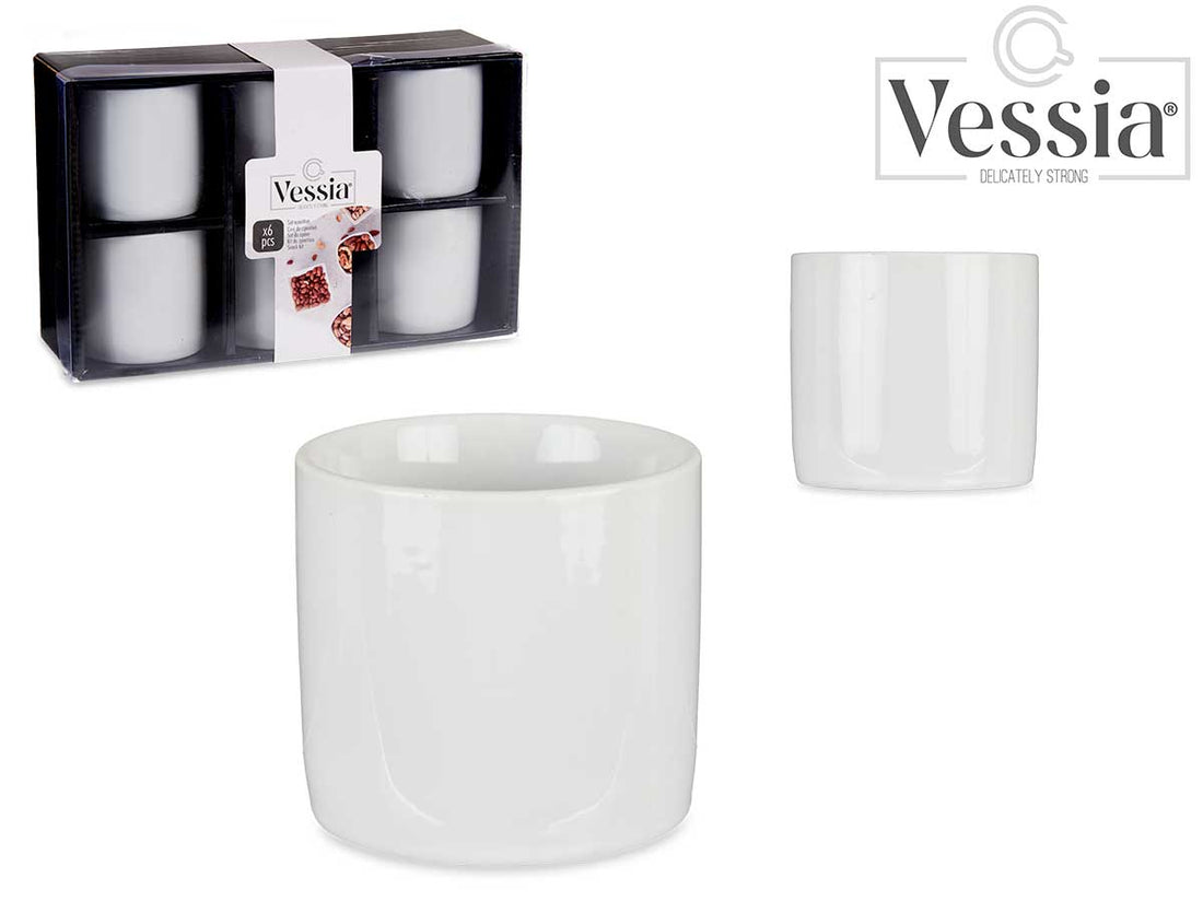 Conjunto de 6 copos de porcelana branca de 300 ml