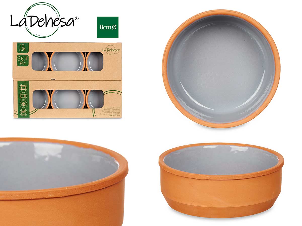 Set 6 12cm Grey Clay Casseroles