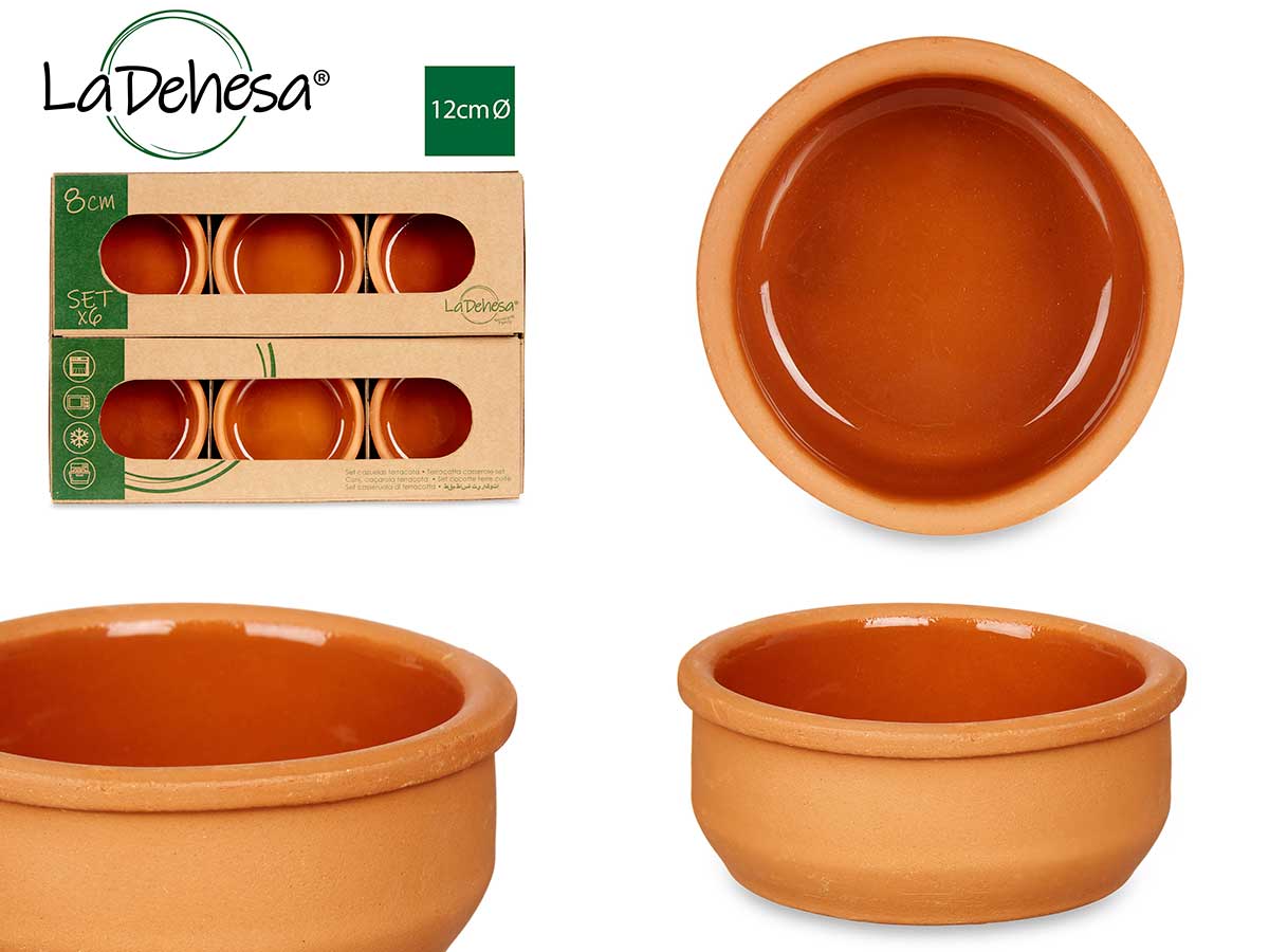 Set 6 8cm Brown Coloured Clay Casseroles