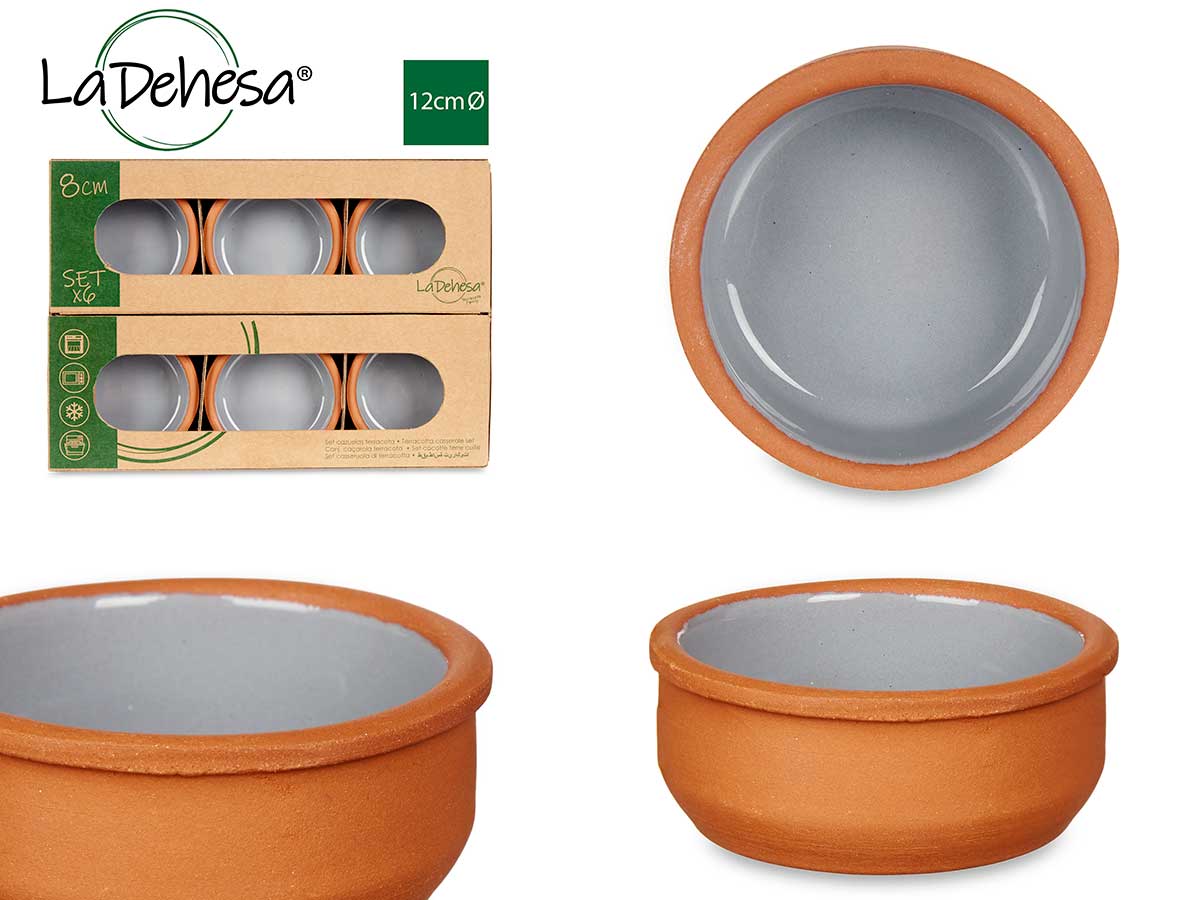 Set 6 8cm Grey Clay Casseroles