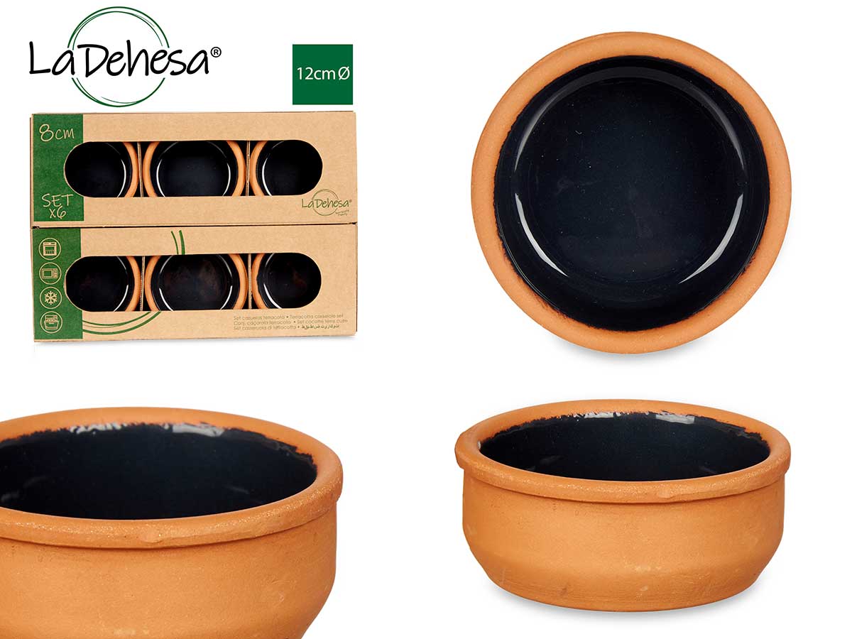 Set 6 8cm Black Clay Casseroles