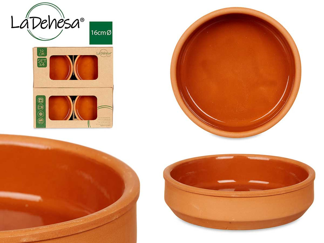 Set 6 16cm Brown Coloured Clay Casseroles