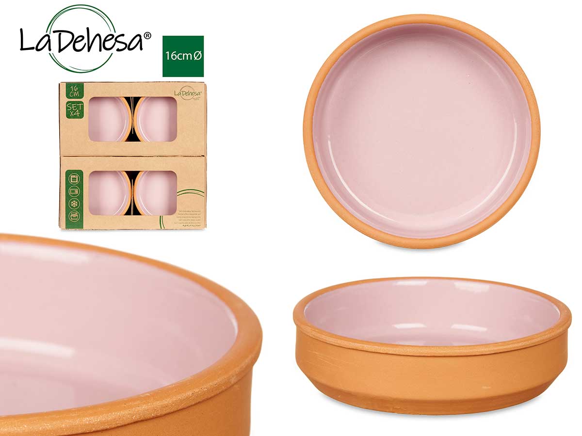 Set 6 16cm Pink Clay Casseroles