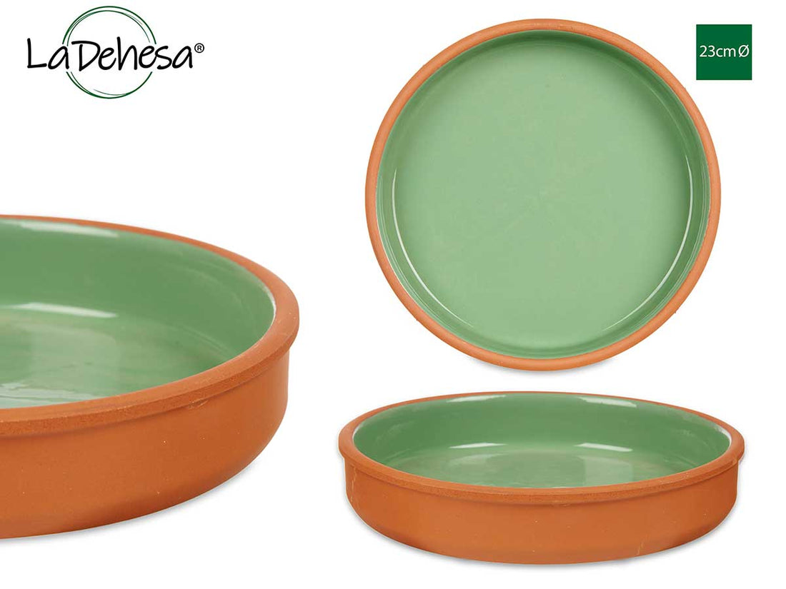 Green Coloured Clay Casserole 23cm