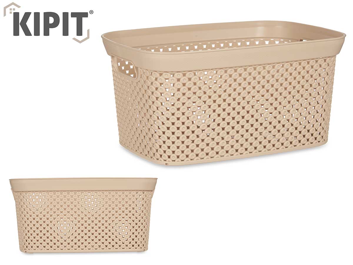 Beige Plastic Organiser Basket 10L