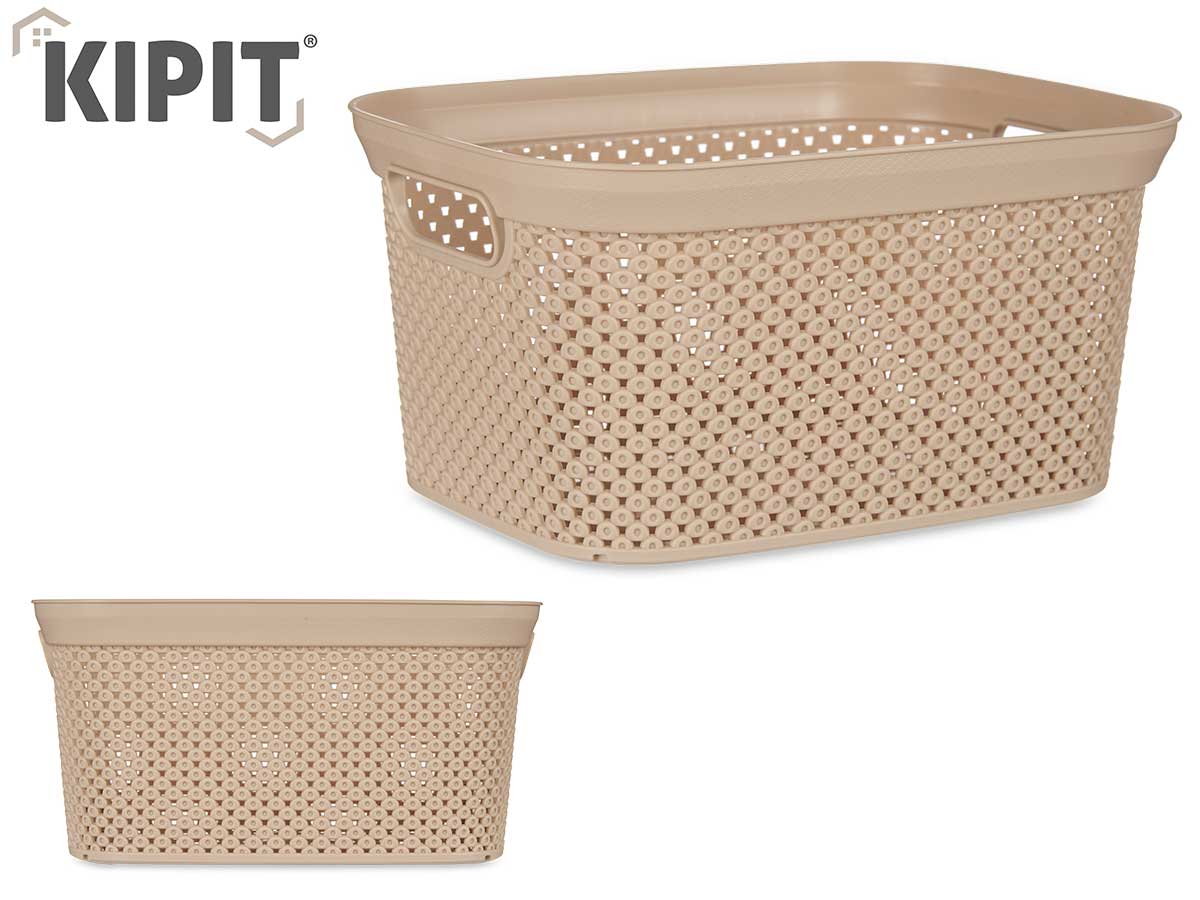 Beige Plastic Organiser Basket 5L