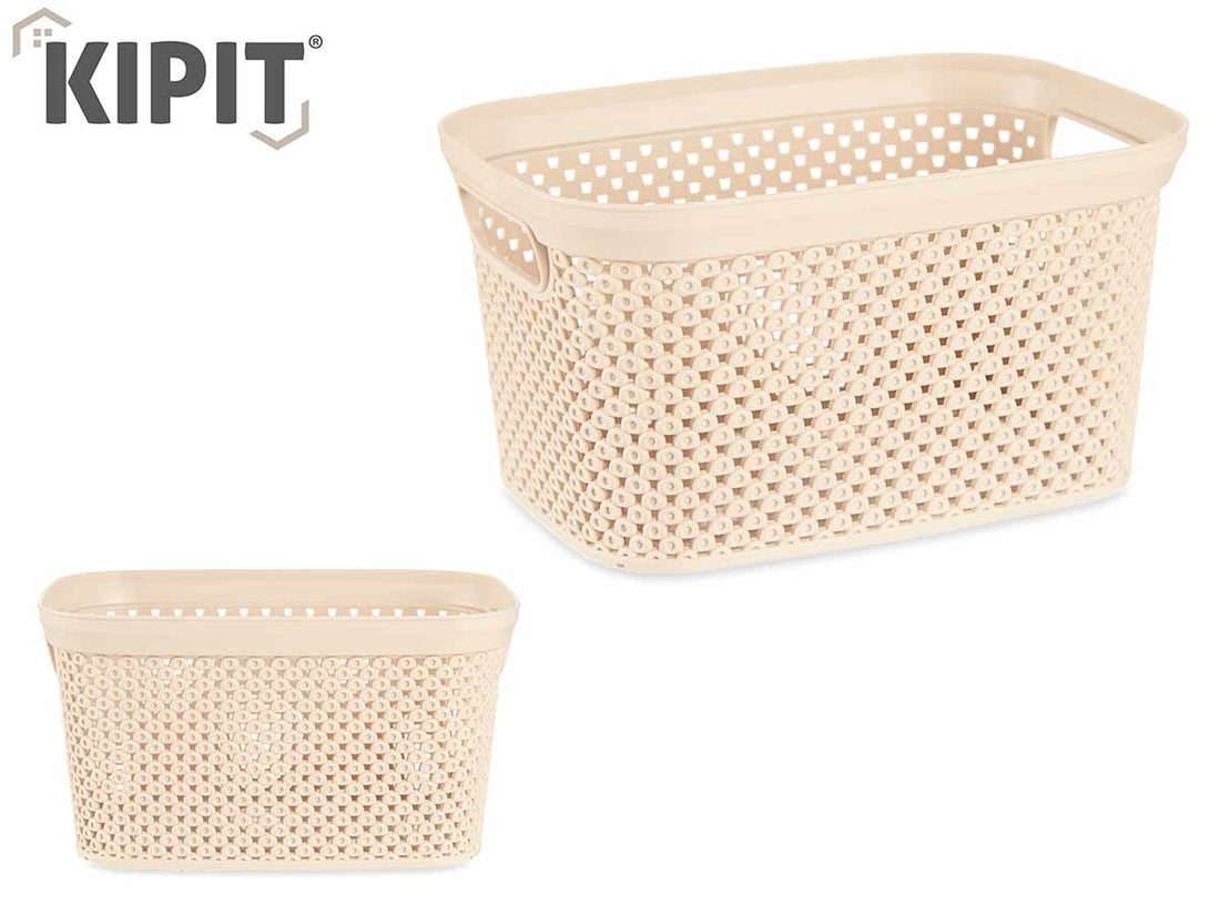 Beige Plastic Organiser Basket 3L