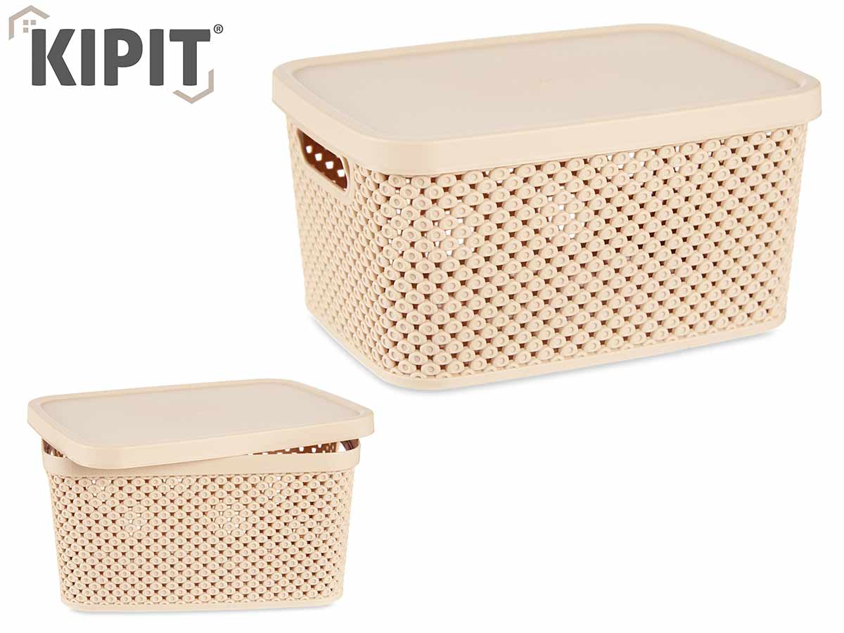 Caja Organizadora Plastico Con Tapa Beige 3,5L