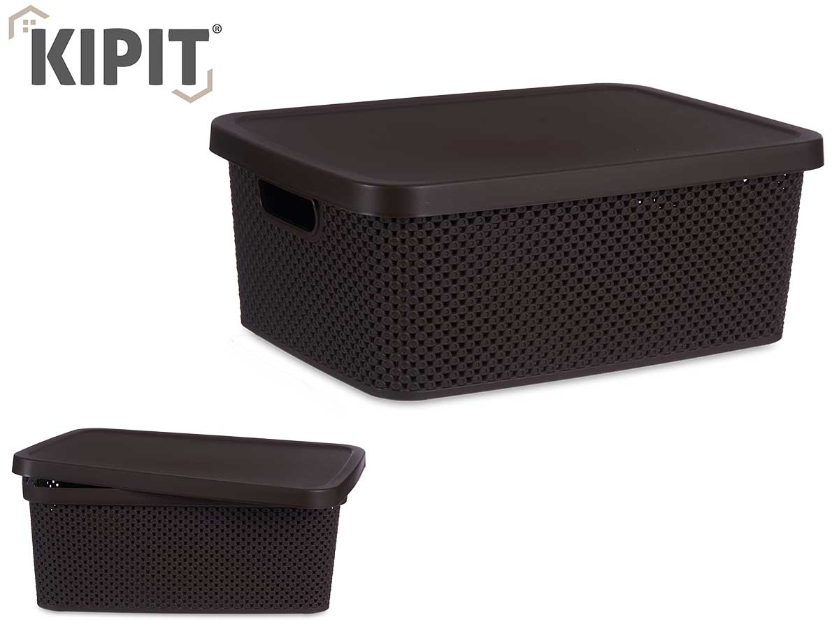 Caja Organizadora Plástico C Tapa Marrón 13L