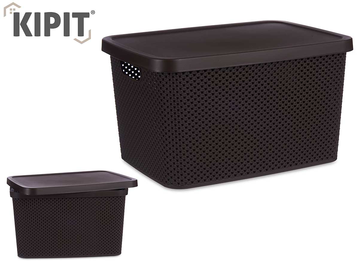 Caja Organizadora Plastico Con Tapa Marron 19L