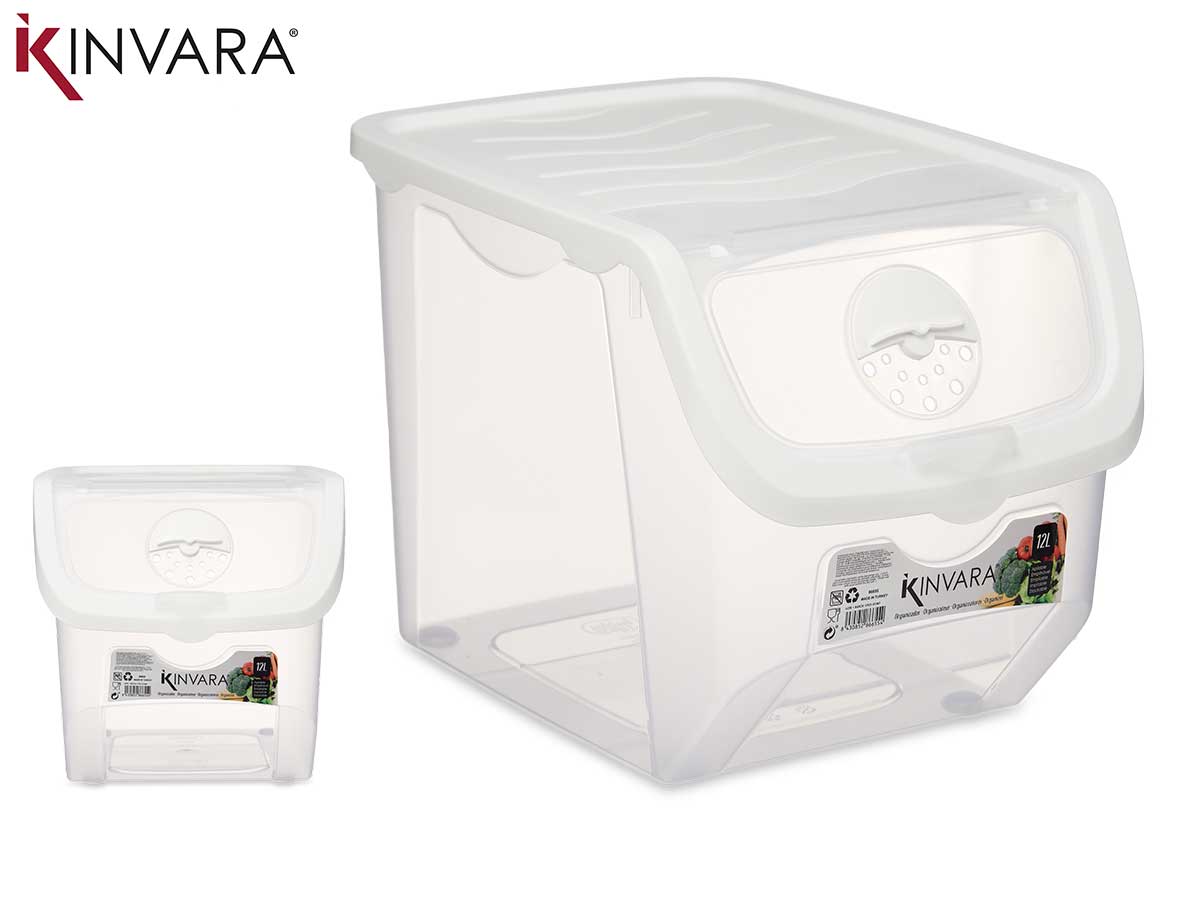 Cajón Verdulero Apilable 12L Con Tapa Blanca