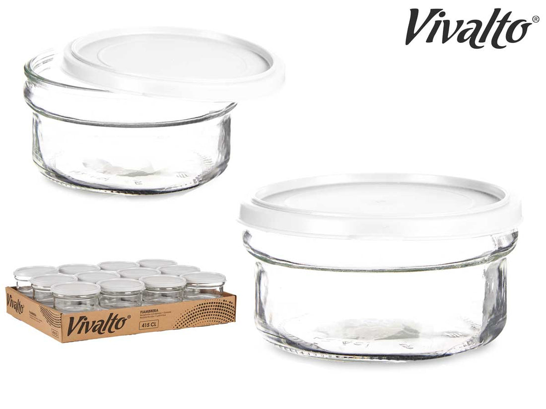 White Round Glass Lunch Box 415 ml