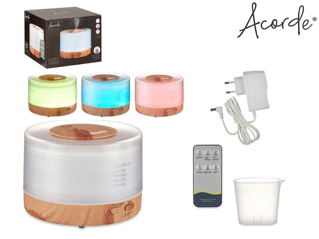 Humidificador Base Led Acabado Madera 500 ml