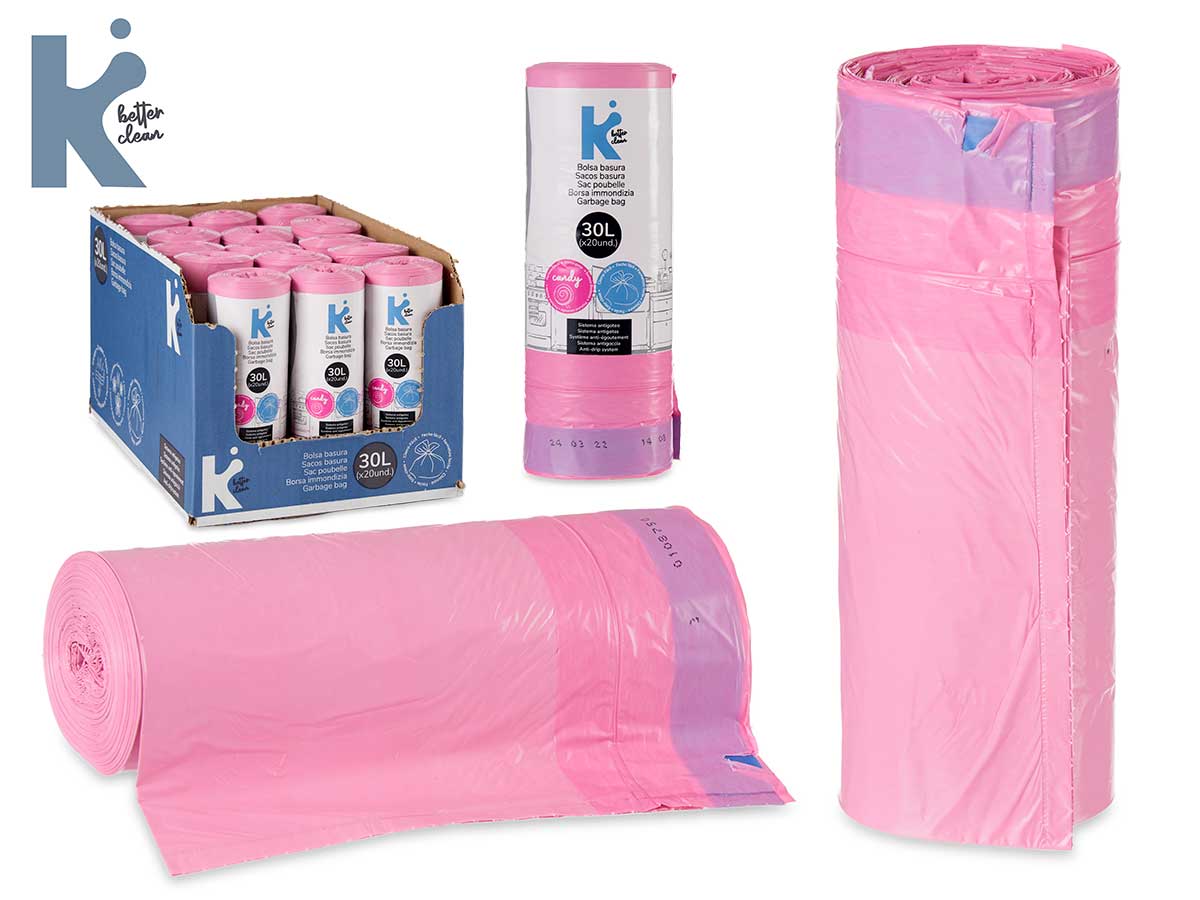 Saco de lixo perfumado autovedante 30 litros 20 unidades rosa