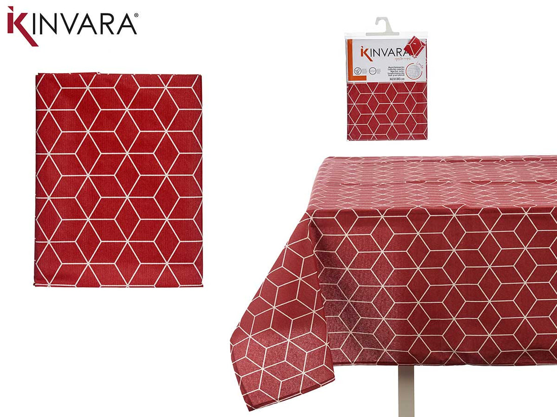 140X180Cm Maroon Abstract Stain-Resist Tablecloth