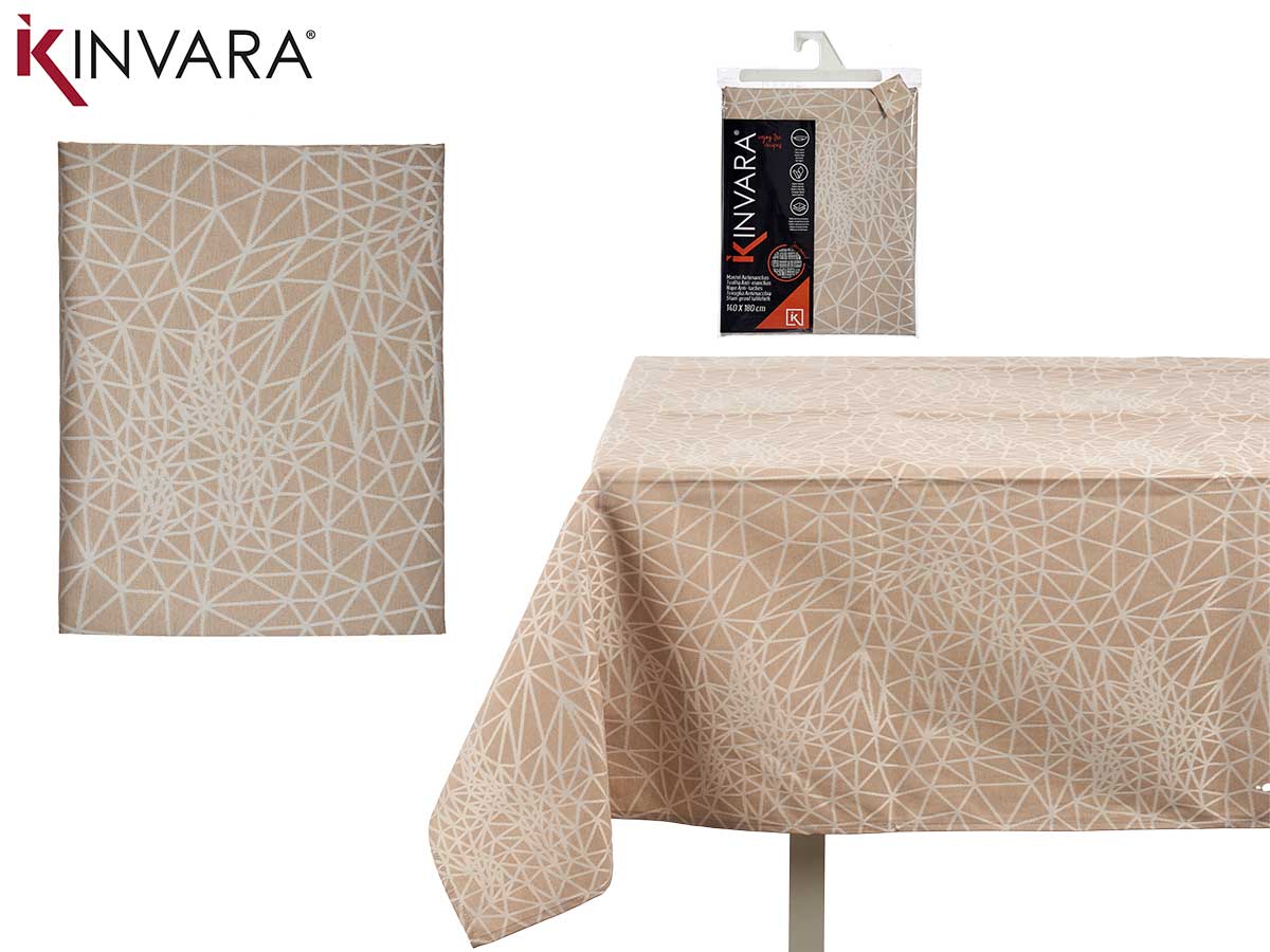 140X180Cm Jacquard Stain Resist Beige Tablecloth