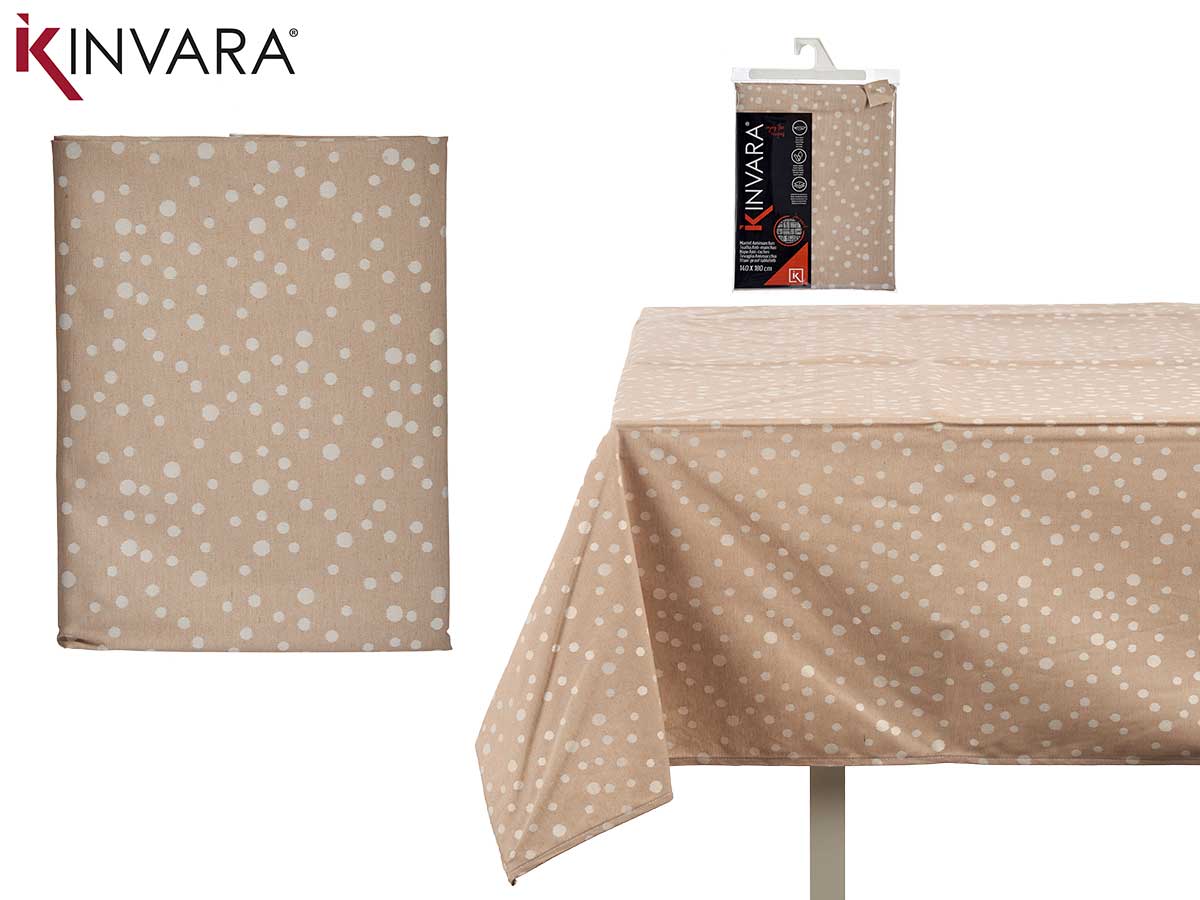 140X180Cm Stain Resist Polka Dot Beig Tablecloth