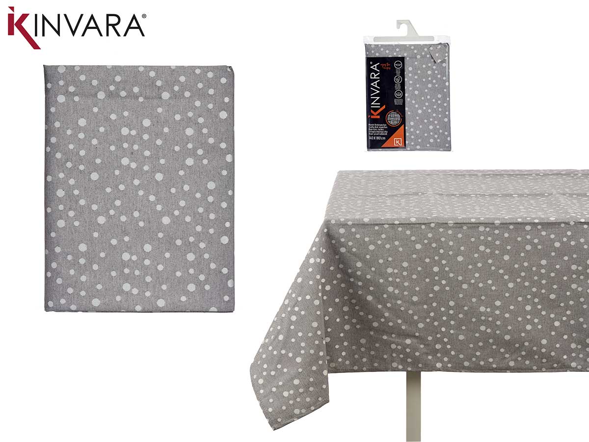 140X180Cm Stain Resist Polka Dot Grey Tablecloth