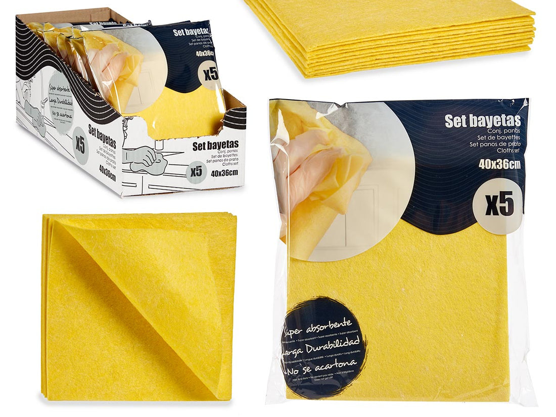 Set 5 40X36Cm Yellow Soft Cleaning Cloth
