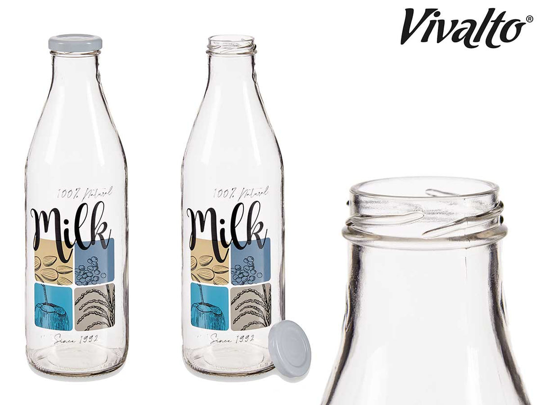 Natural Milk Glass Milk Bottle 1L