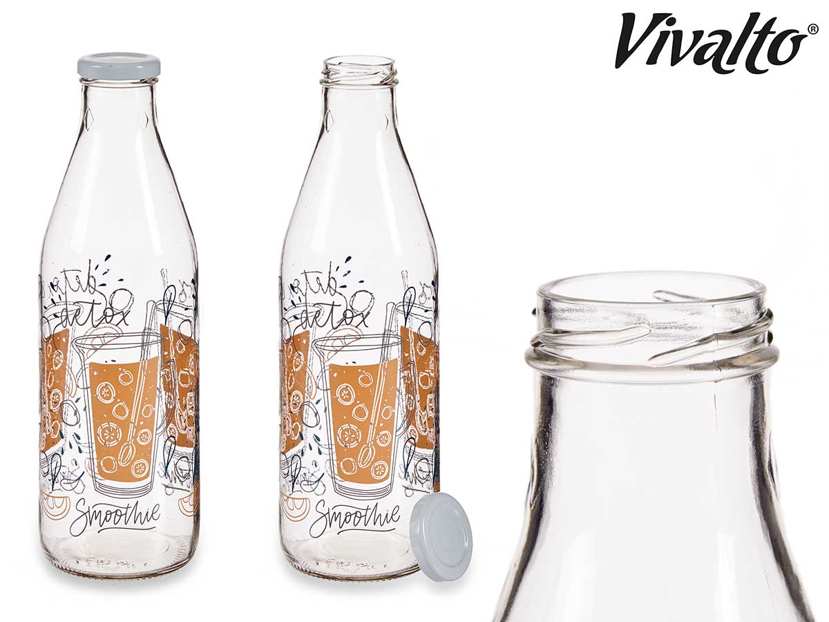 Garrafa de suco de vidro Detox 1L