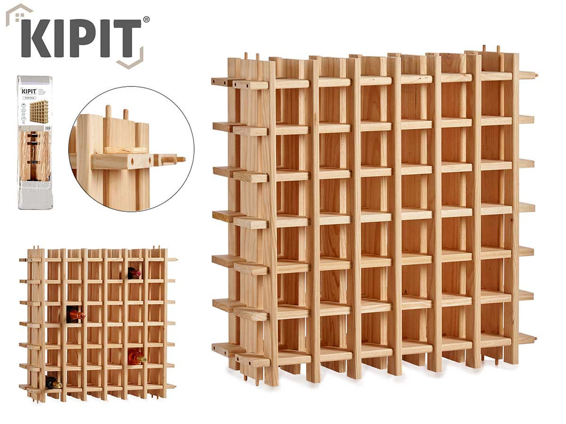 75X75Cm Wooden Bottle Rack 36 Compartments