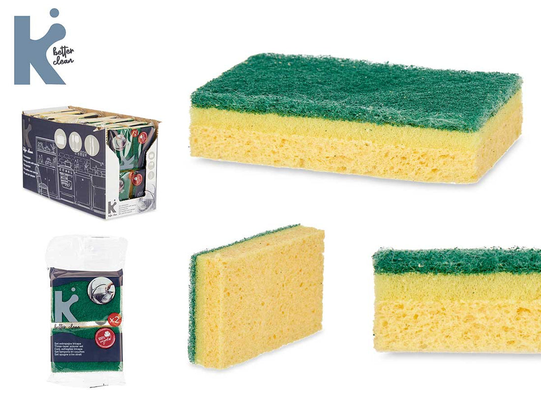Set 2 Three-Layer Scouring Pad With Vegetabl Spong