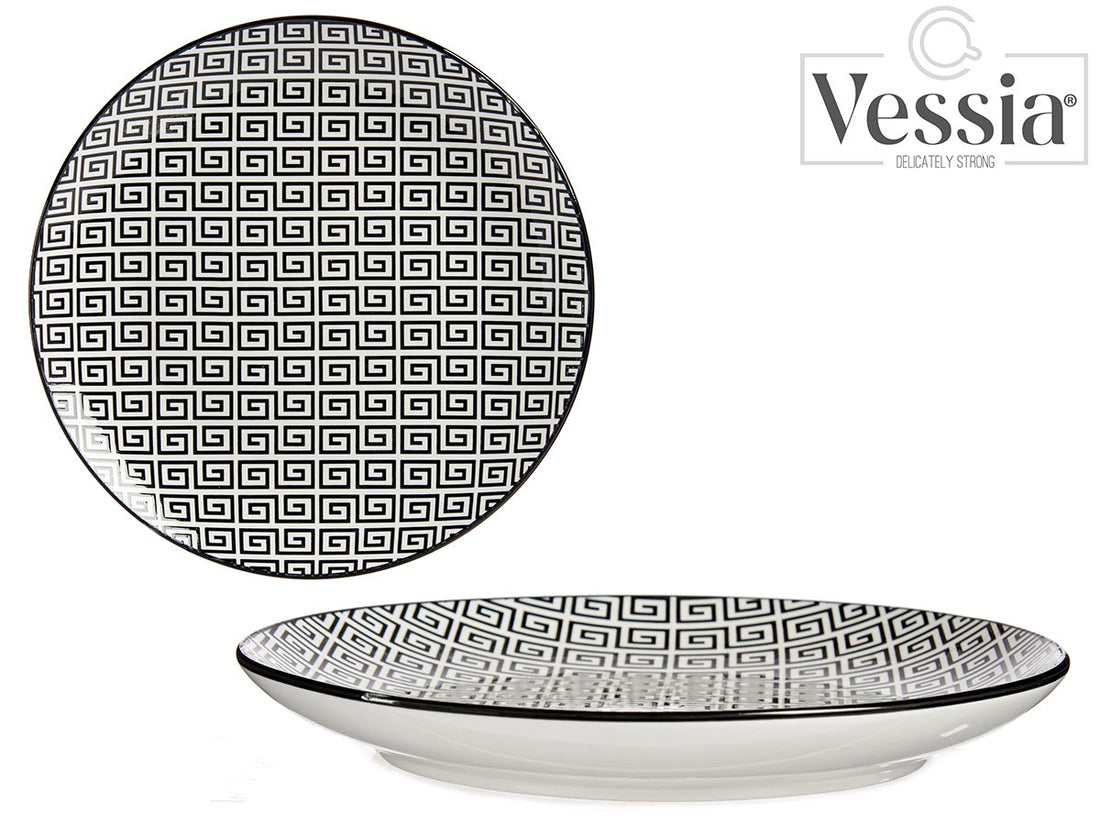 Black Geometric Dinner Plate 24Cm