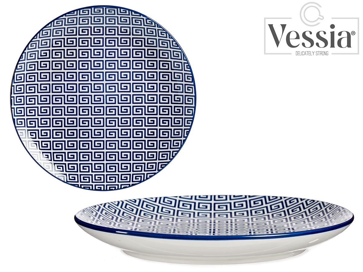 Geometric Blue Dinner Plate 24Cm