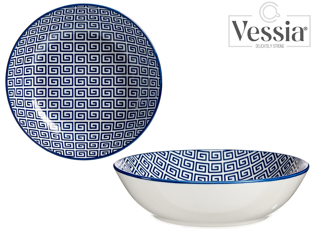 Blue Geometric Soup Plate 20Cm