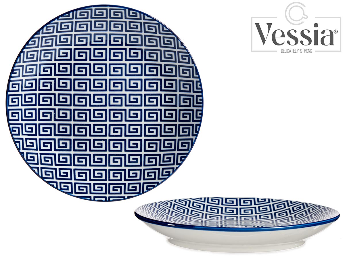 Blue Geometric Side Plate 20Cm