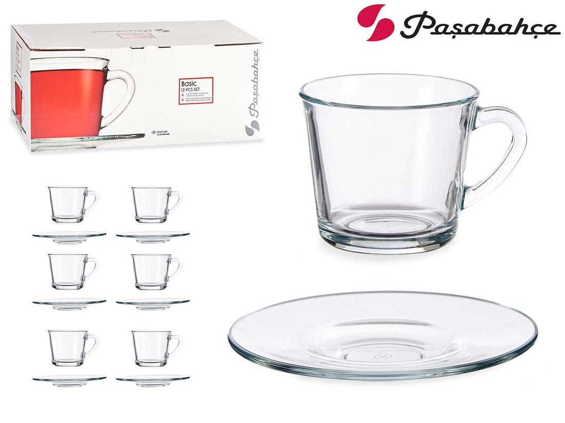 Set 6 Tazas Café + Plato Básico 190 ml