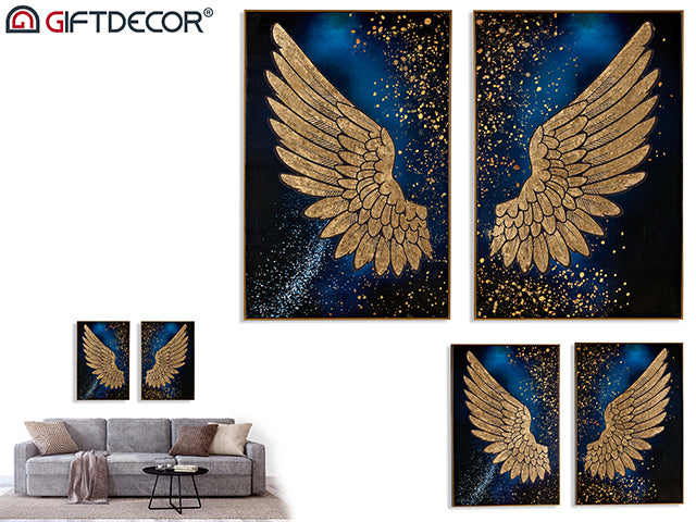 Assort 2 Canvas Wings Dark Background And Gold